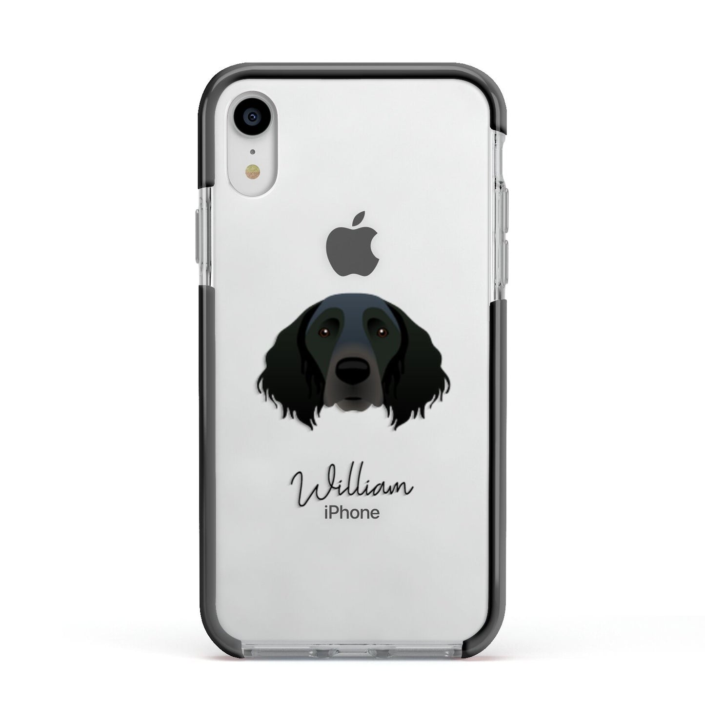 Large Munsterlander Personalised Apple iPhone XR Impact Case Black Edge on Silver Phone