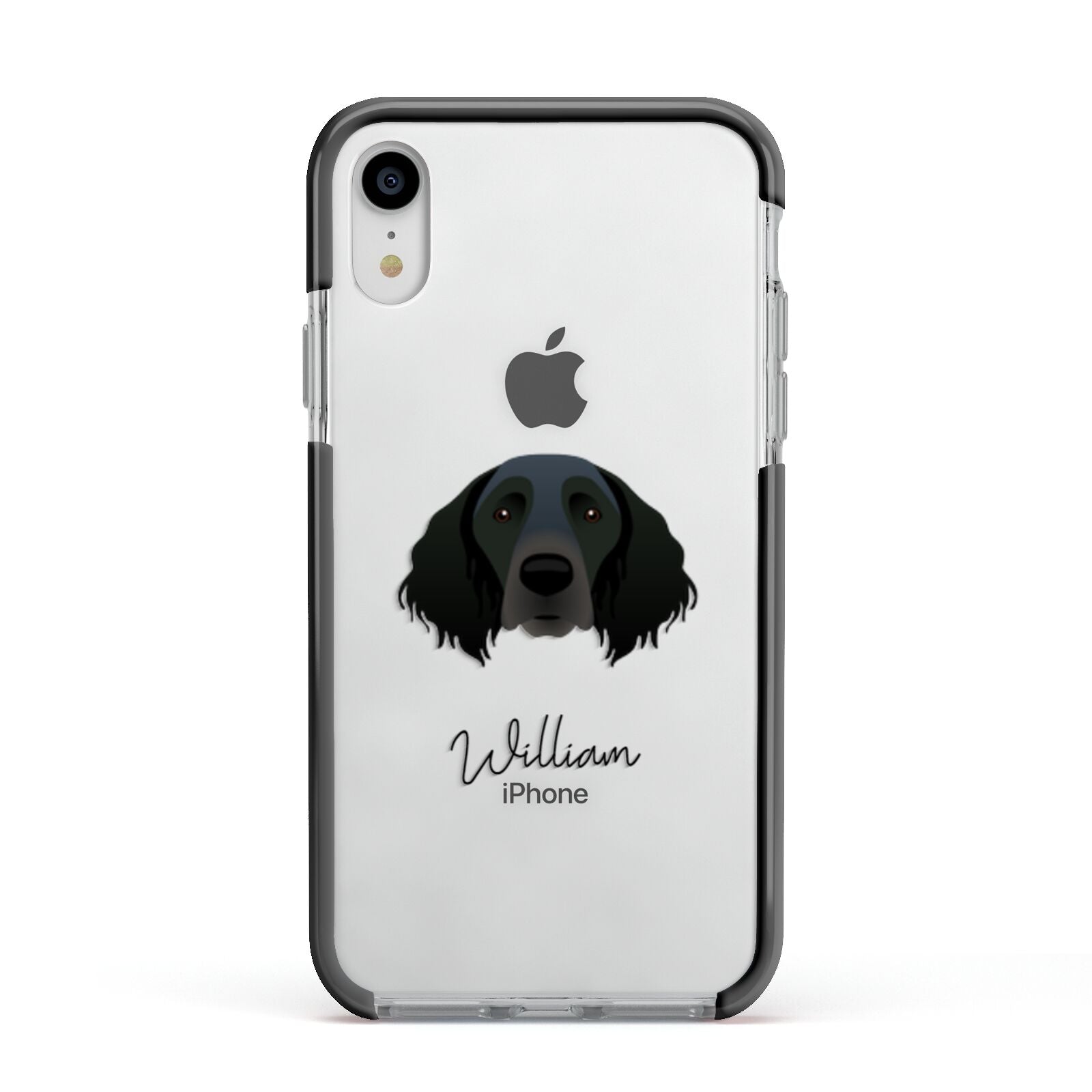 Large Munsterlander Personalised Apple iPhone XR Impact Case Black Edge on Silver Phone