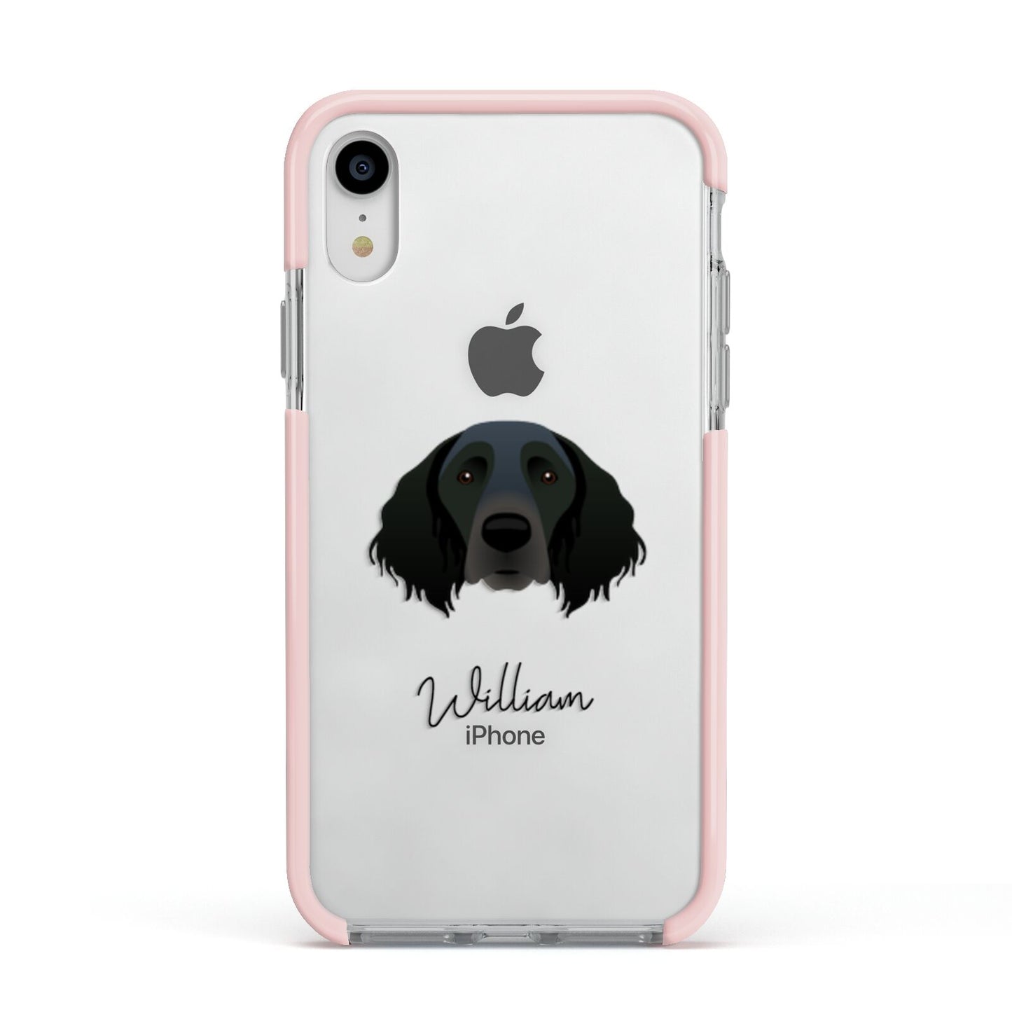 Large Munsterlander Personalised Apple iPhone XR Impact Case Pink Edge on Silver Phone