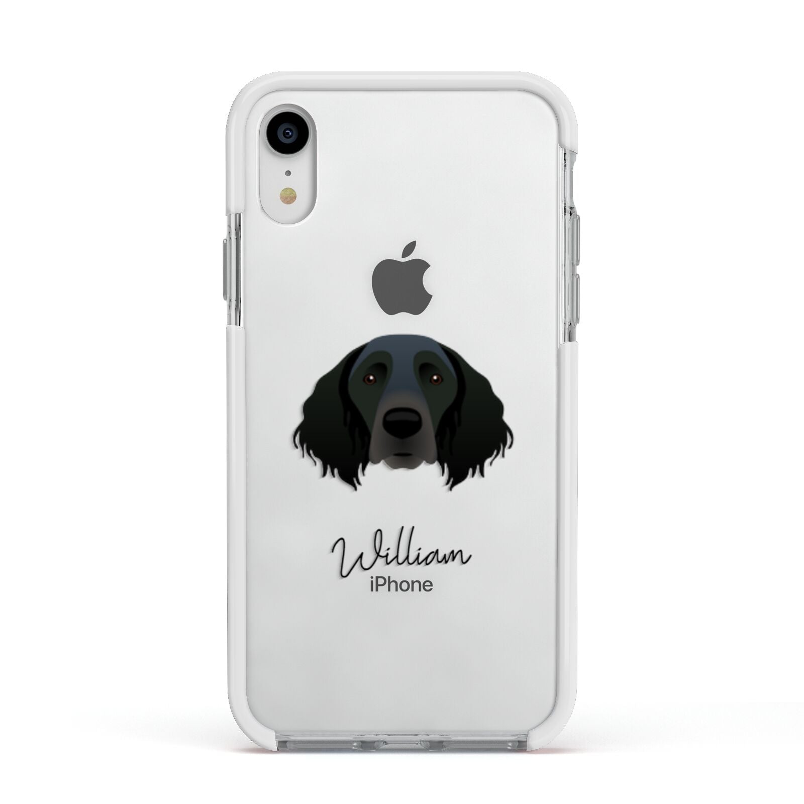 Large Munsterlander Personalised Apple iPhone XR Impact Case White Edge on Silver Phone