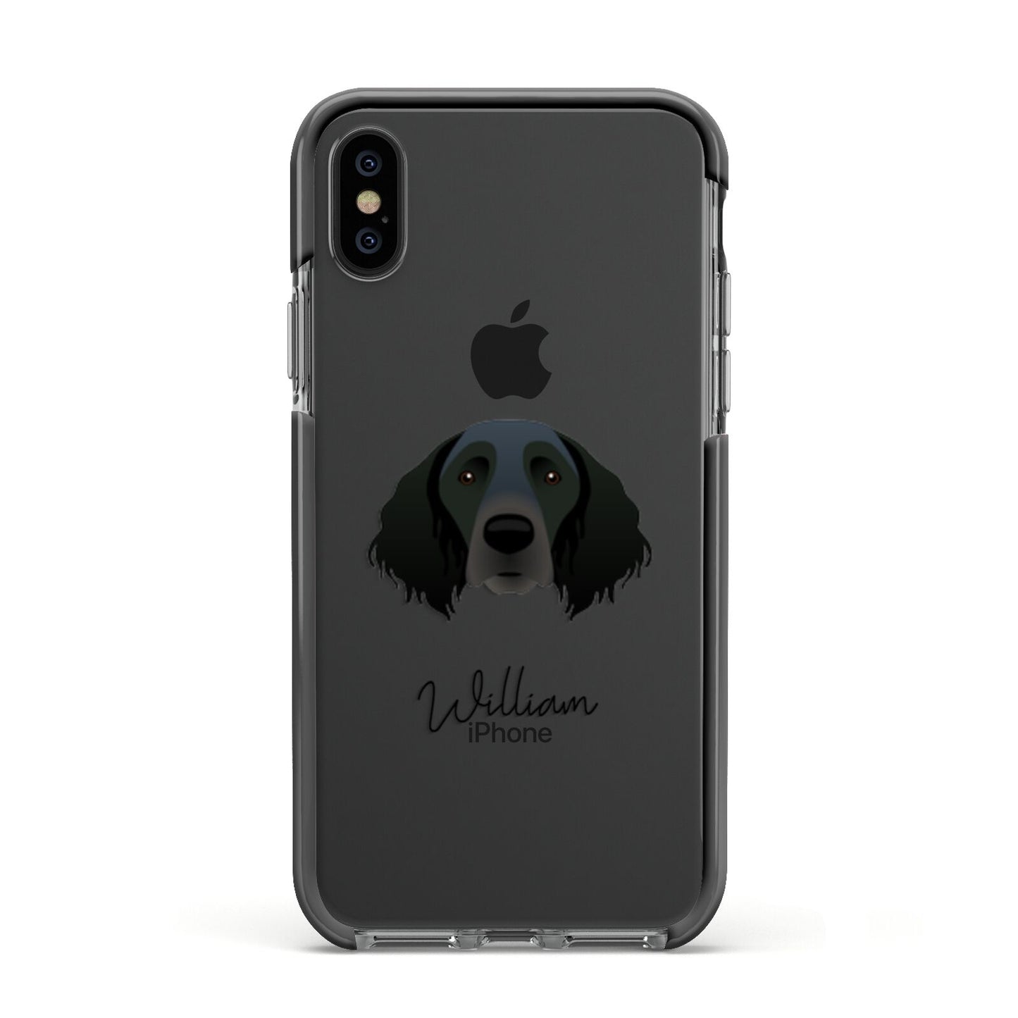 Large Munsterlander Personalised Apple iPhone Xs Impact Case Black Edge on Black Phone