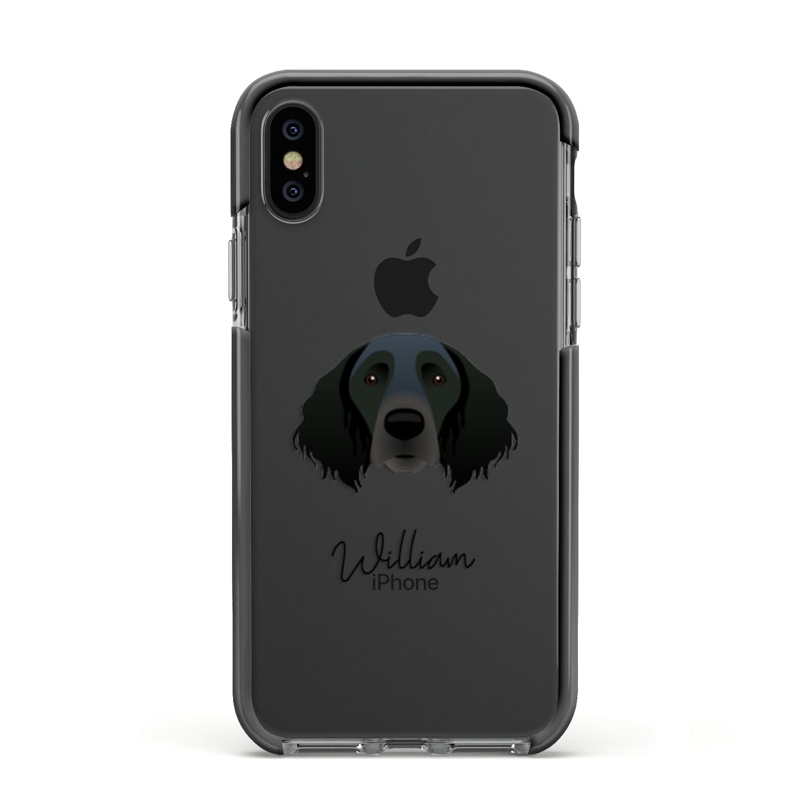 Large Munsterlander Personalised Apple iPhone Xs Impact Case Black Edge on Black Phone