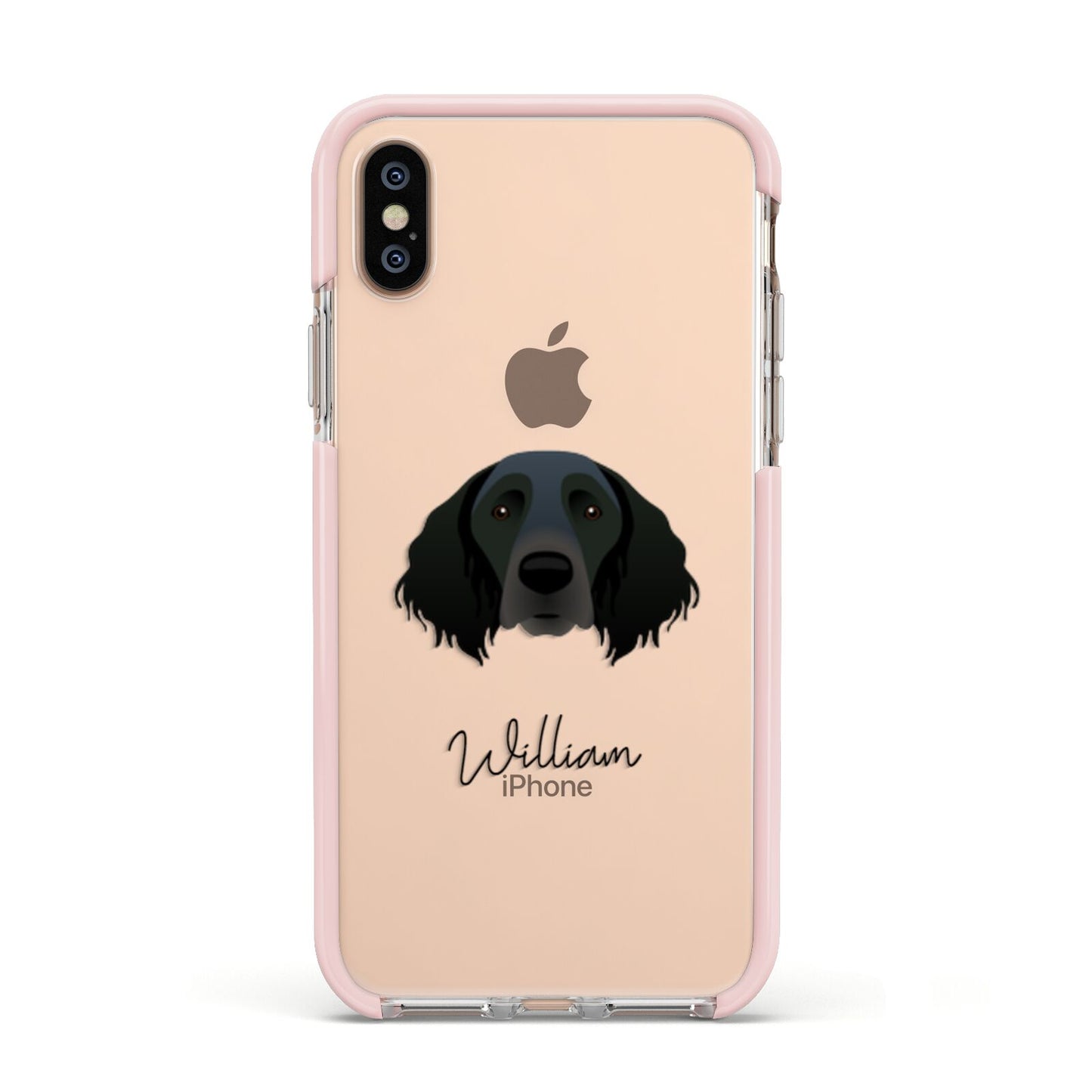 Large Munsterlander Personalised Apple iPhone Xs Impact Case Pink Edge on Gold Phone