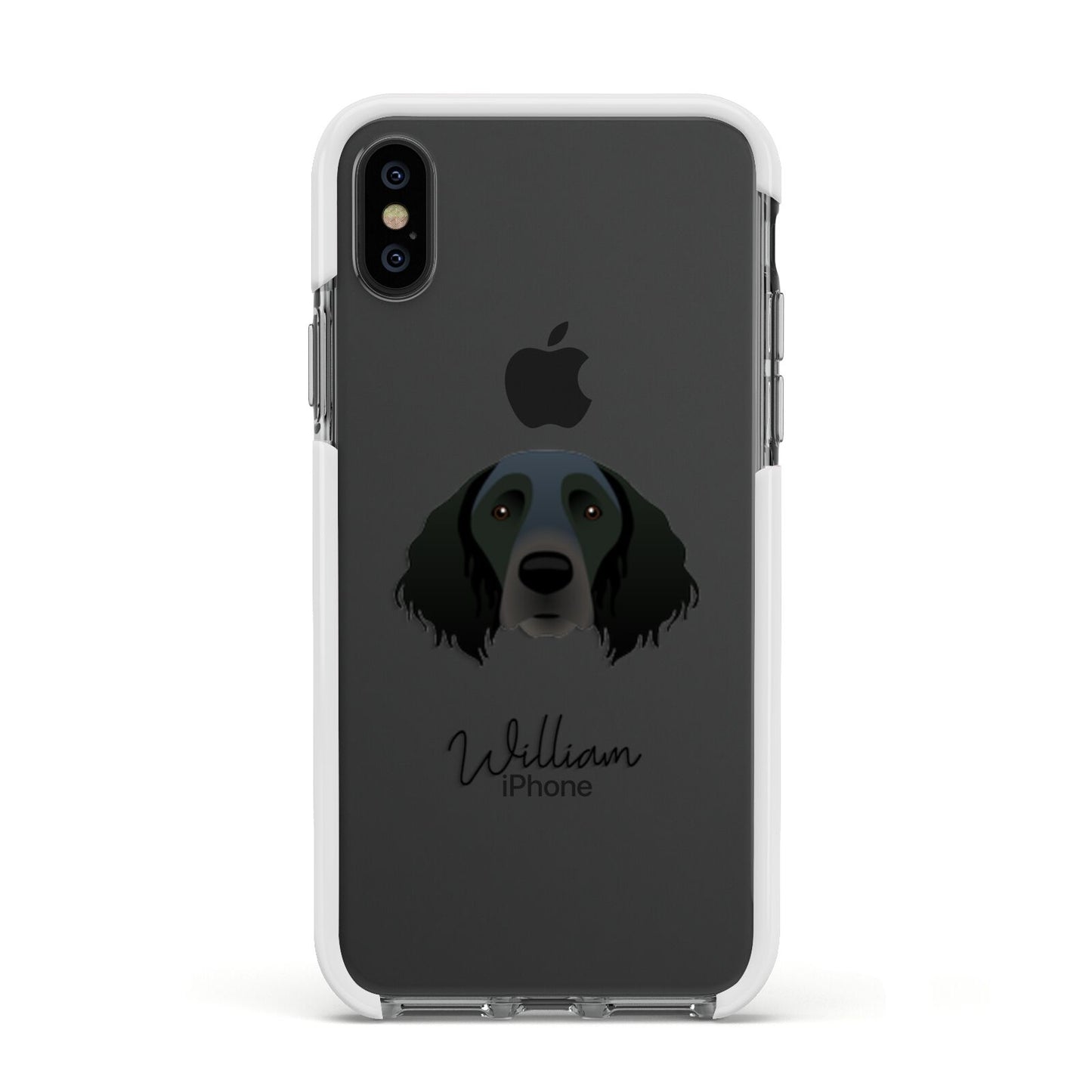 Large Munsterlander Personalised Apple iPhone Xs Impact Case White Edge on Black Phone