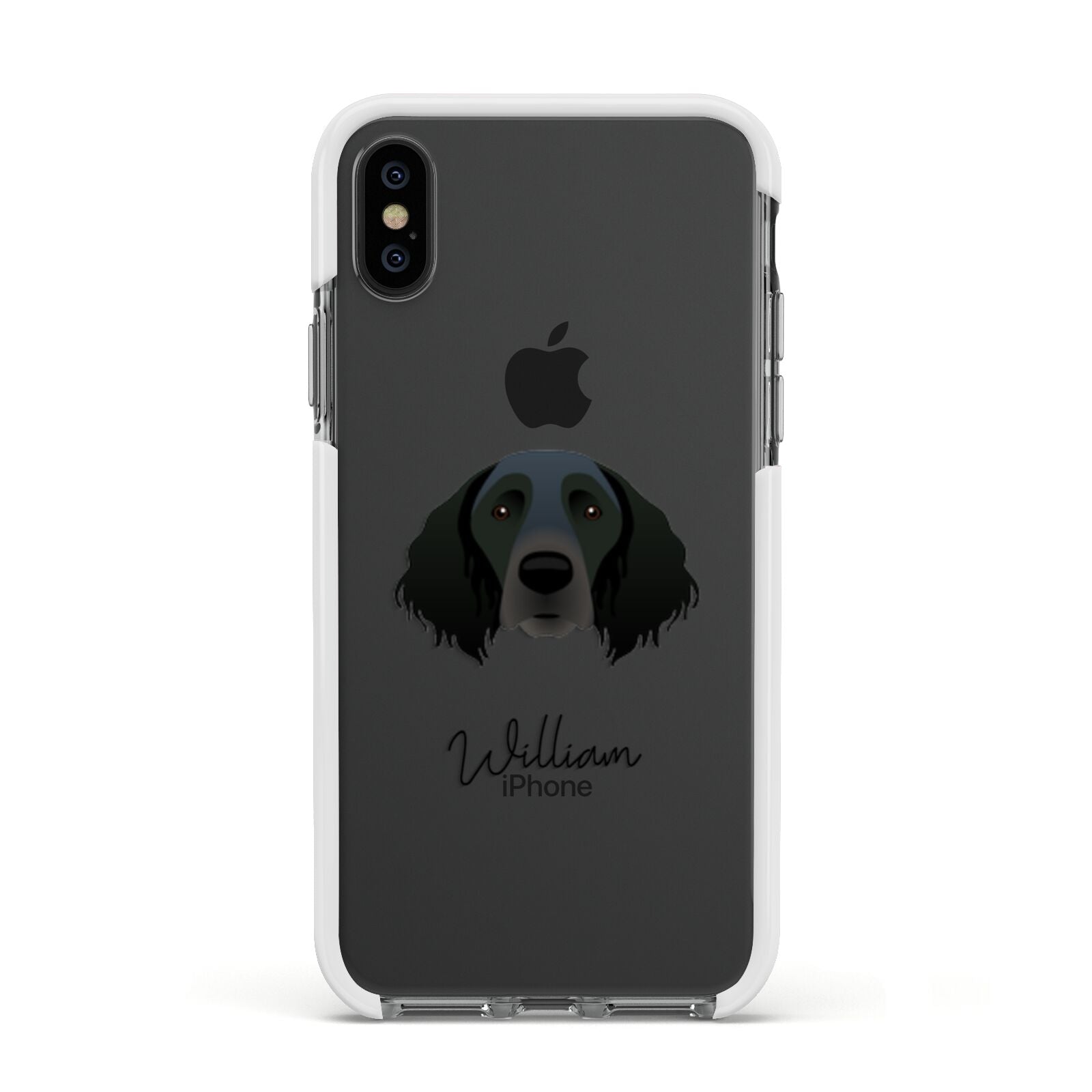 Large Munsterlander Personalised Apple iPhone Xs Impact Case White Edge on Black Phone