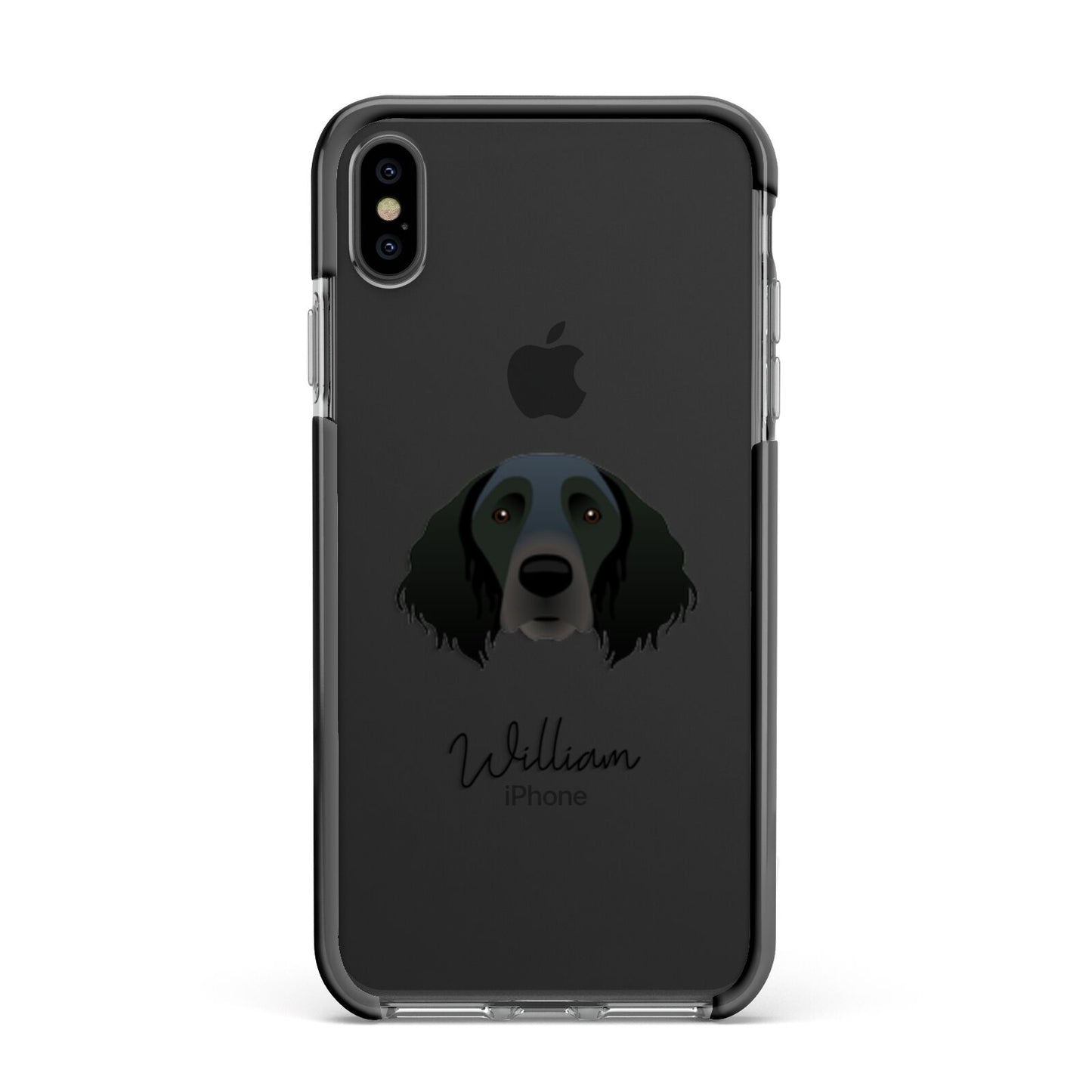 Large Munsterlander Personalised Apple iPhone Xs Max Impact Case Black Edge on Black Phone