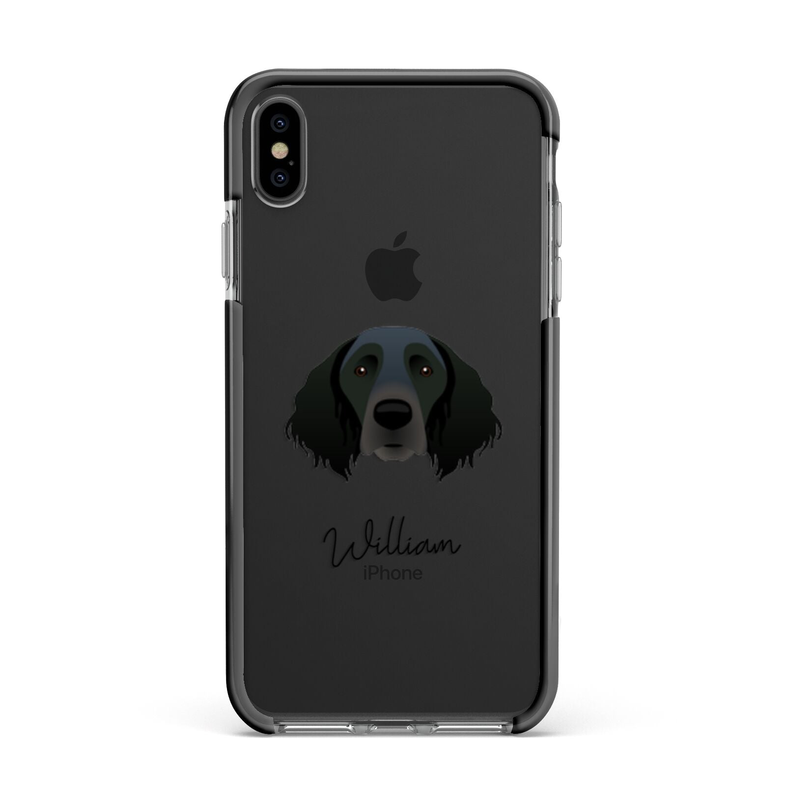 Large Munsterlander Personalised Apple iPhone Xs Max Impact Case Black Edge on Black Phone