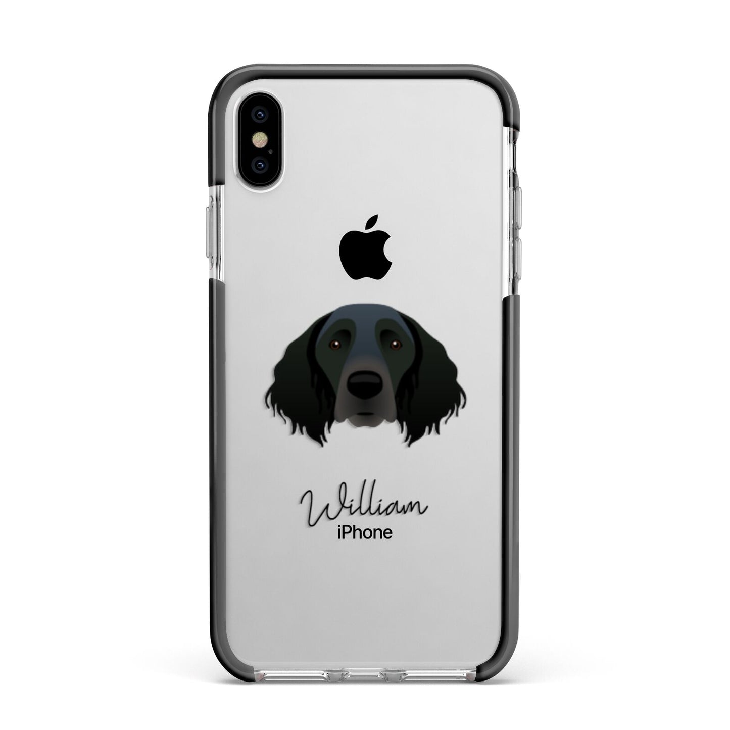 Large Munsterlander Personalised Apple iPhone Xs Max Impact Case Black Edge on Silver Phone