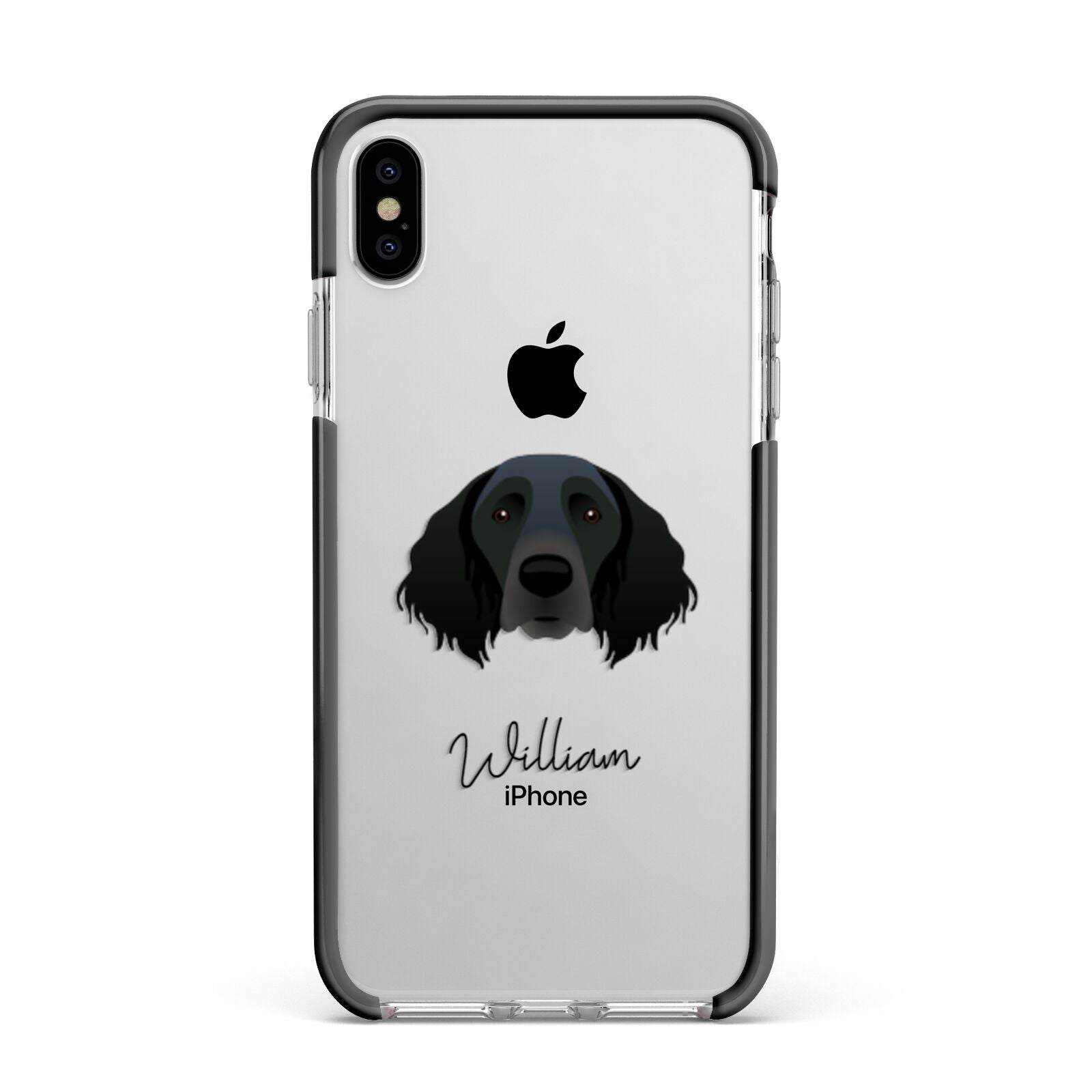 Large Munsterlander Personalised Apple iPhone Xs Max Impact Case Black Edge on Silver Phone