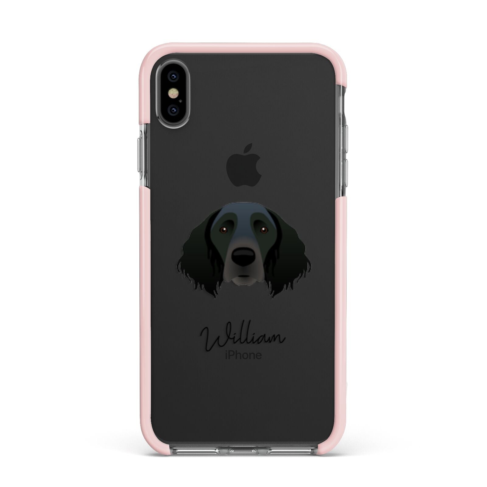 Large Munsterlander Personalised Apple iPhone Xs Max Impact Case Pink Edge on Black Phone