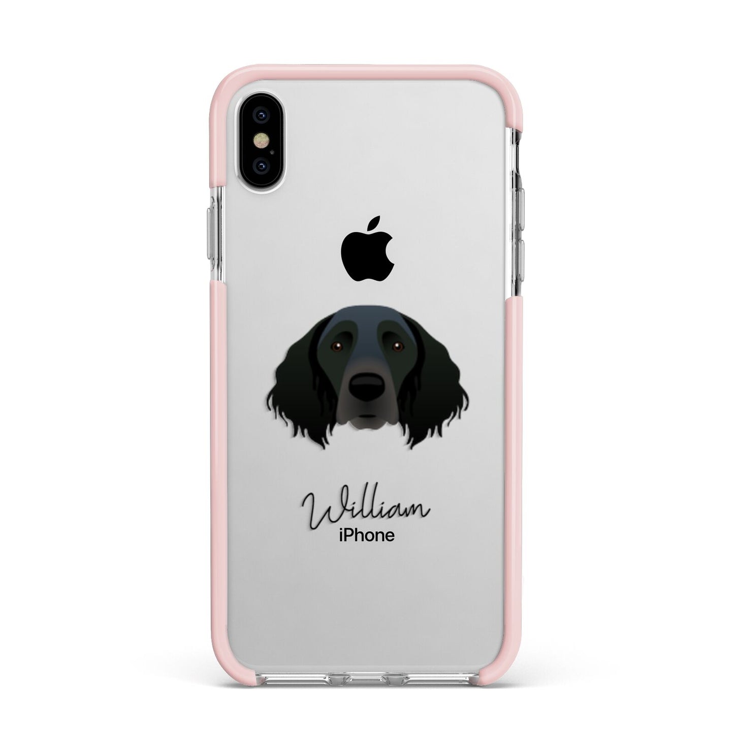 Large Munsterlander Personalised Apple iPhone Xs Max Impact Case Pink Edge on Silver Phone