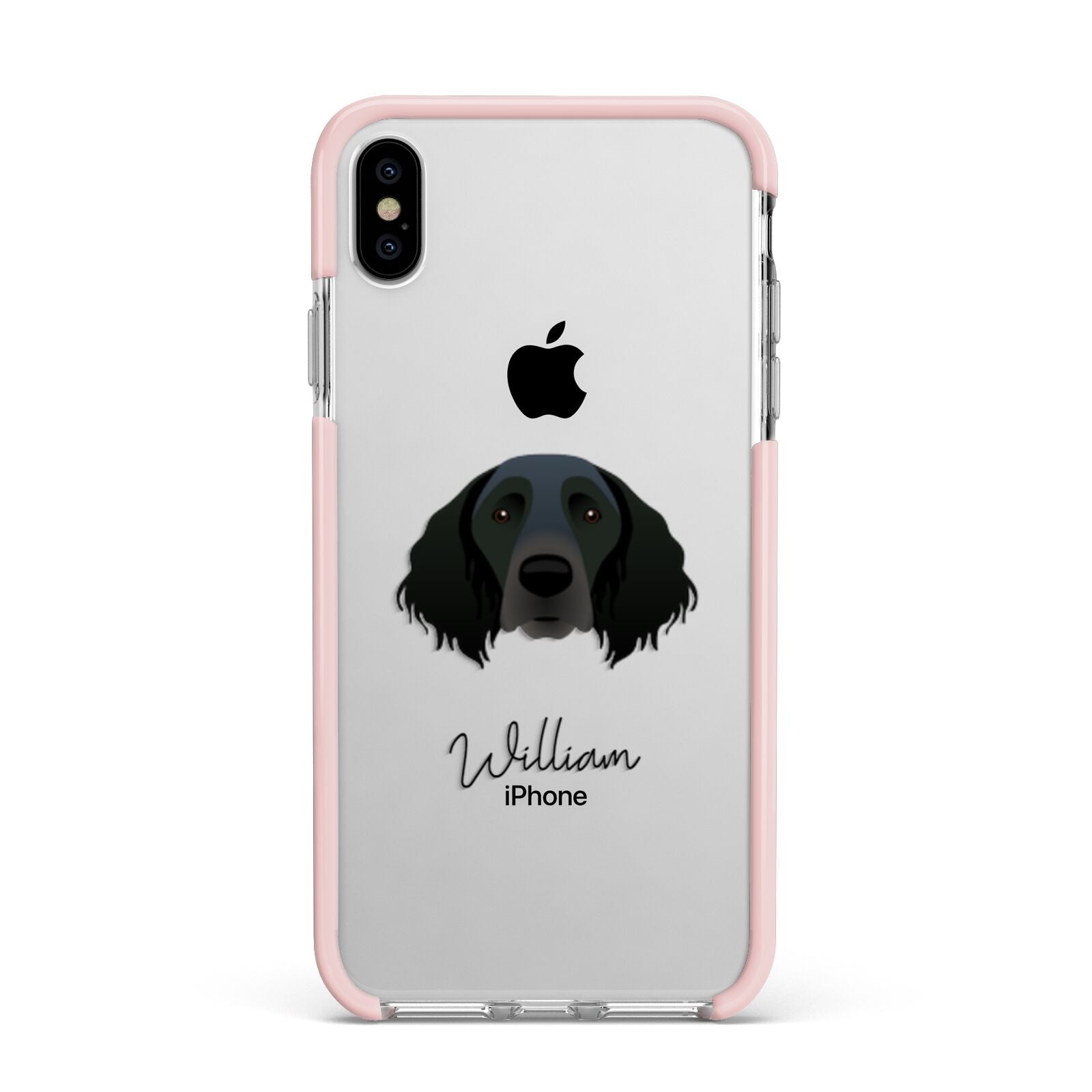 Large Munsterlander Personalised Apple iPhone Xs Max Impact Case Pink Edge on Silver Phone