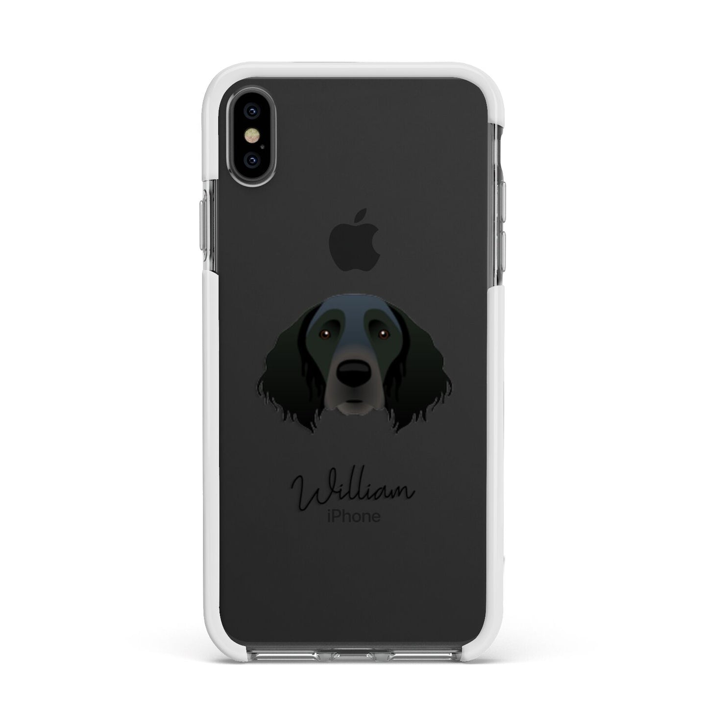 Large Munsterlander Personalised Apple iPhone Xs Max Impact Case White Edge on Black Phone