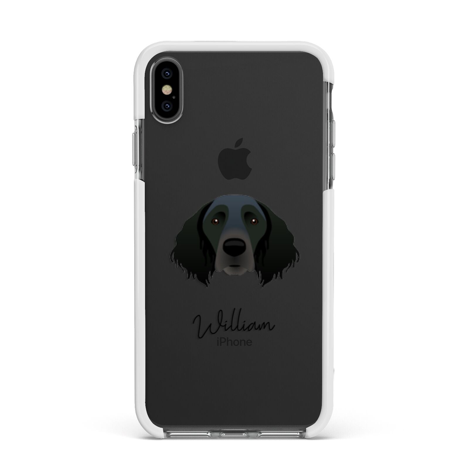 Large Munsterlander Personalised Apple iPhone Xs Max Impact Case White Edge on Black Phone