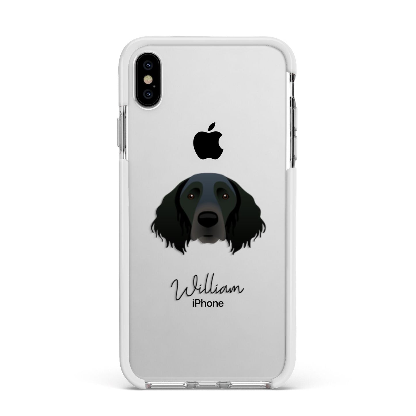 Large Munsterlander Personalised Apple iPhone Xs Max Impact Case White Edge on Silver Phone