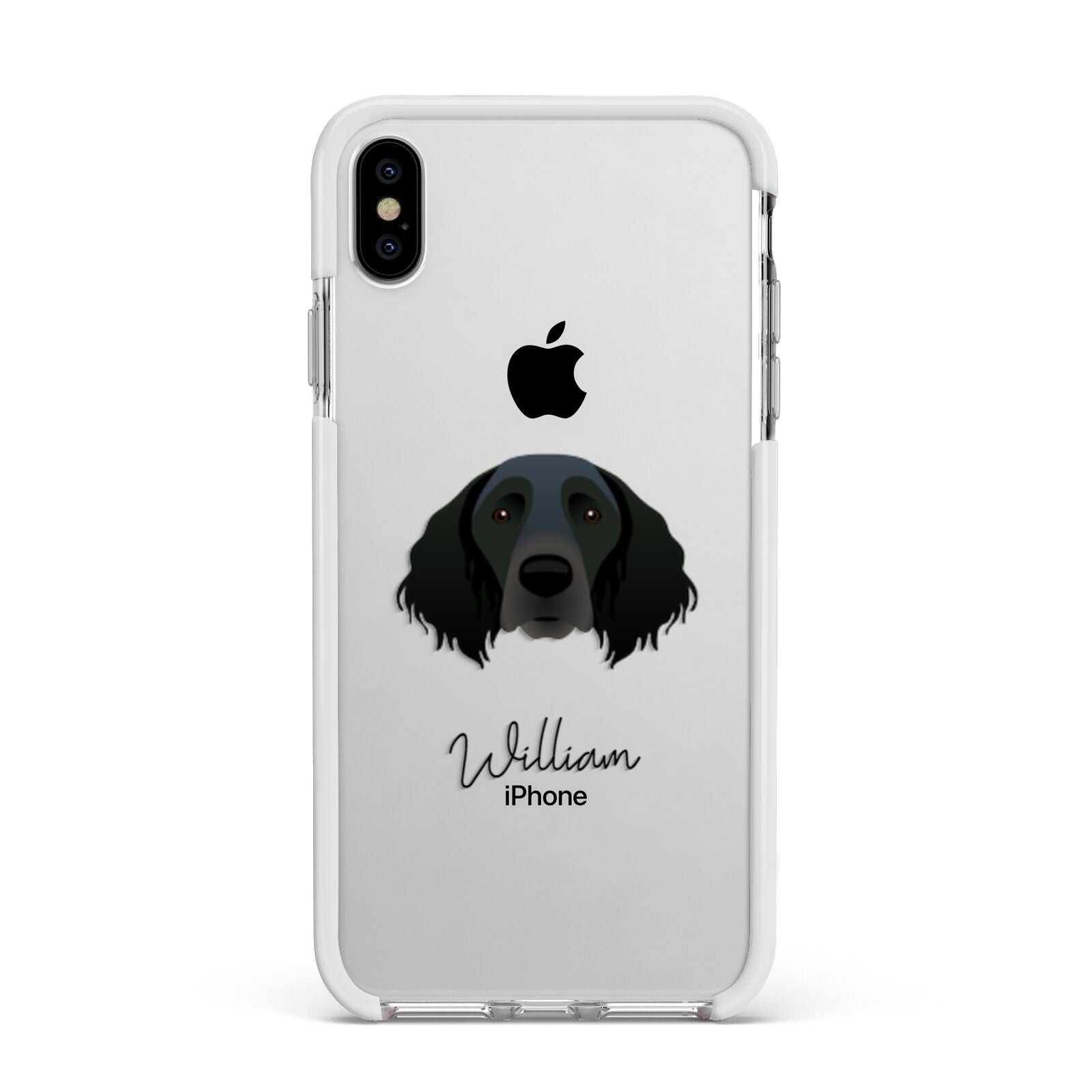 Large Munsterlander Personalised Apple iPhone Xs Max Impact Case White Edge on Silver Phone