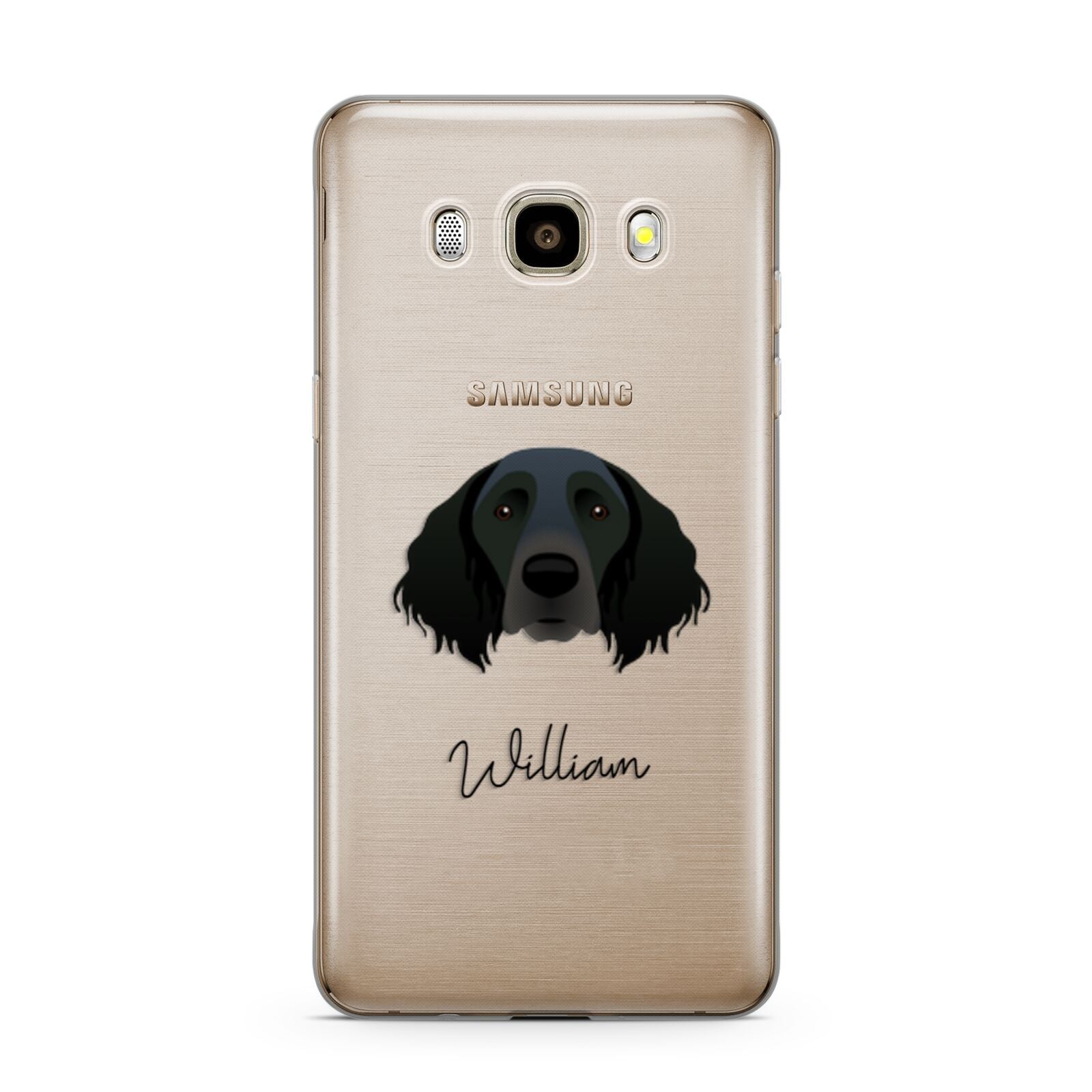 Large Munsterlander Personalised Samsung Galaxy J7 2016 Case on gold phone