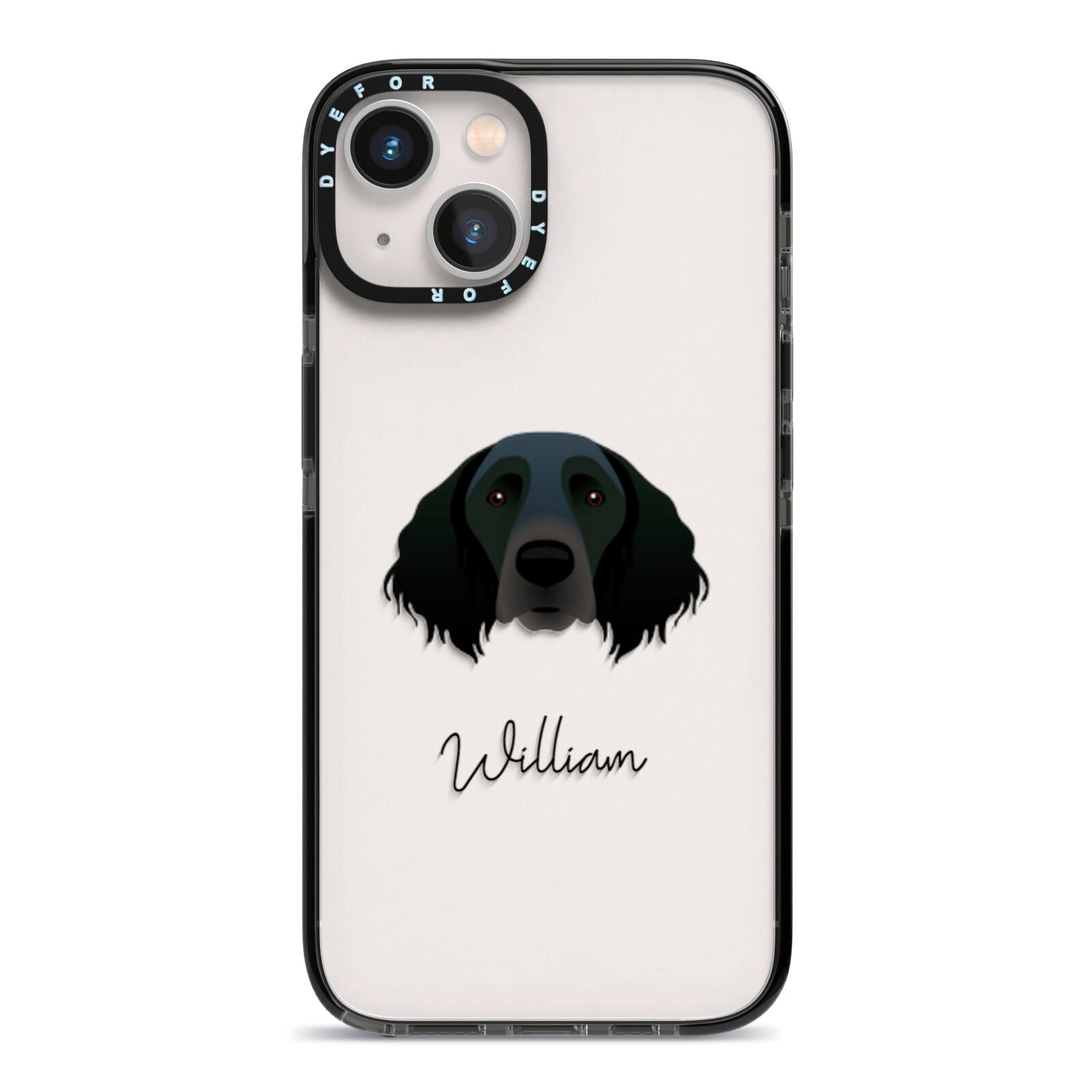 Large Munsterlander Personalised iPhone 13 Black Impact Case on Silver phone