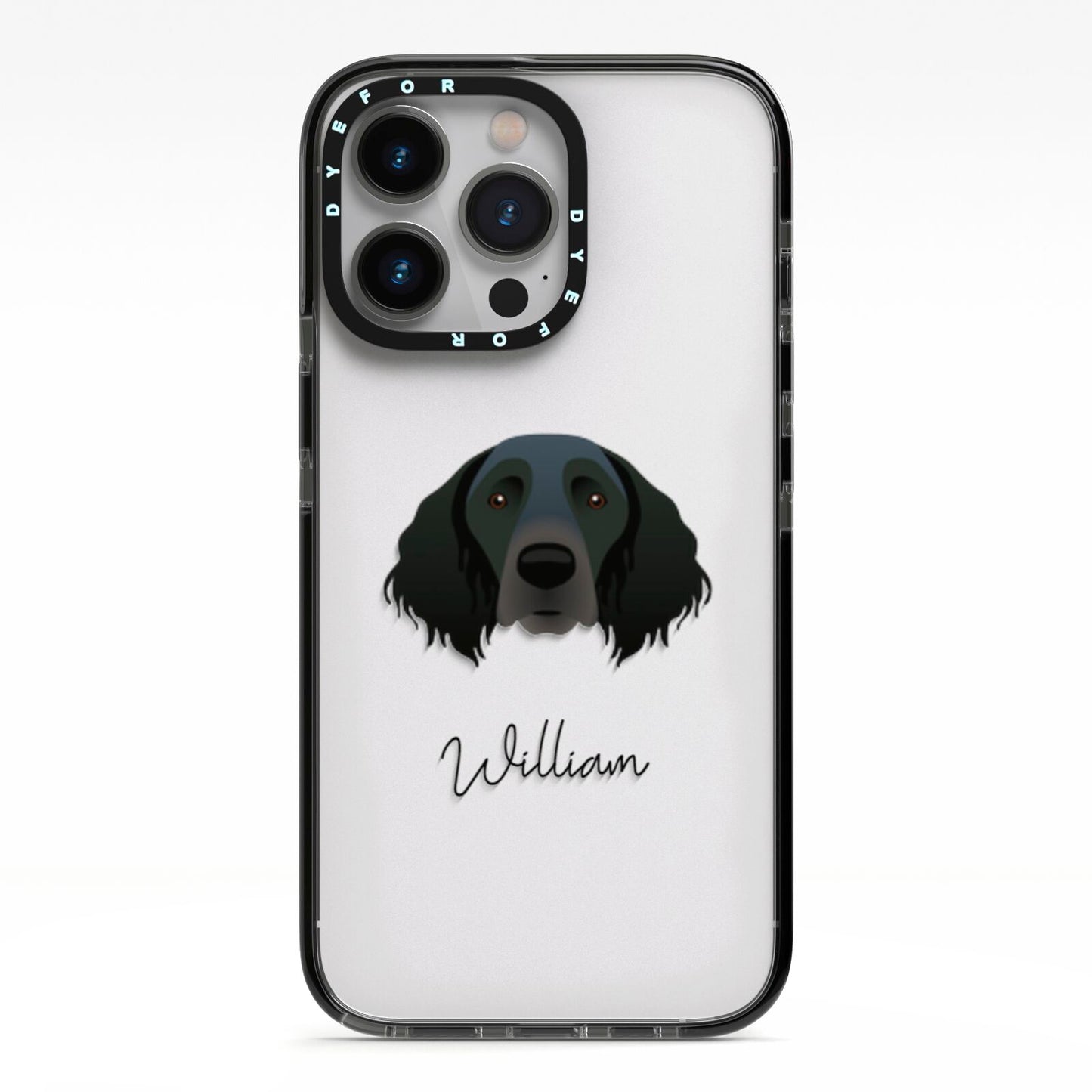 Large Munsterlander Personalised iPhone 13 Pro Black Impact Case on Silver phone