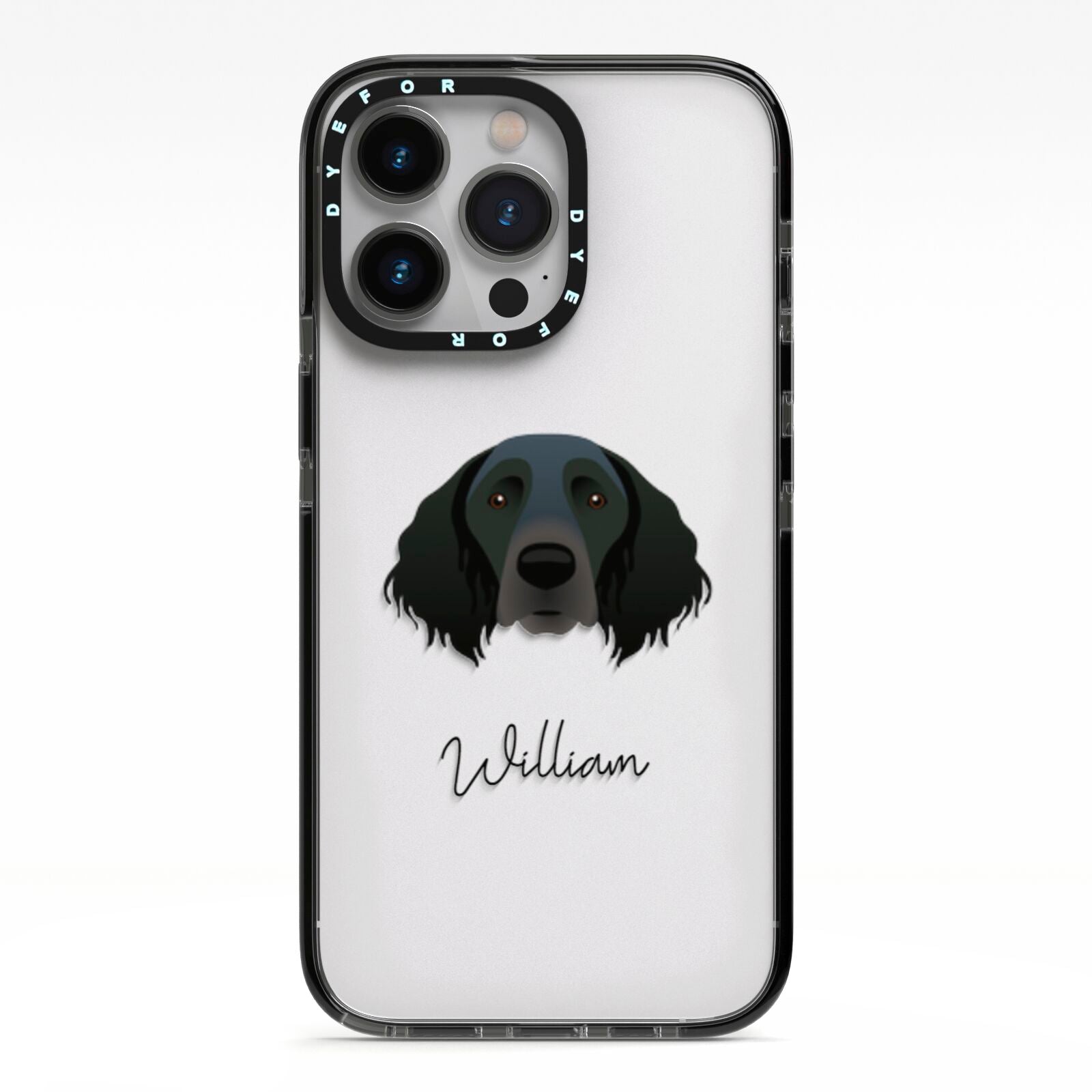 Large Munsterlander Personalised iPhone 13 Pro Black Impact Case on Silver phone