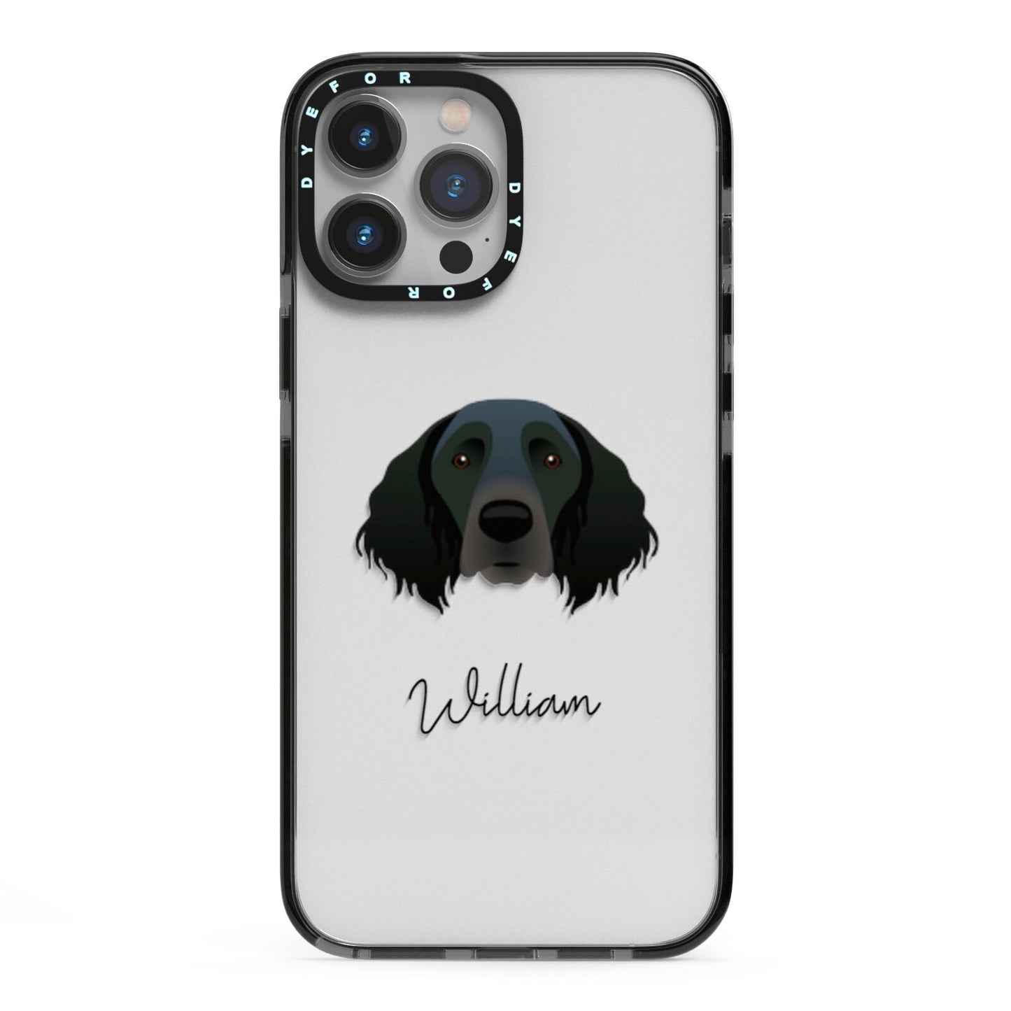 Large Munsterlander Personalised iPhone 13 Pro Max Black Impact Case on Silver phone