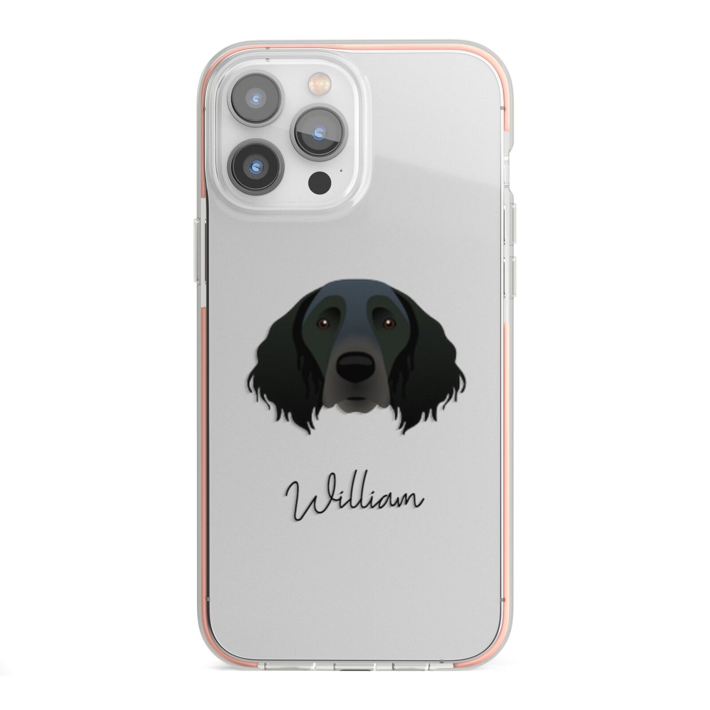 Large Munsterlander Personalised iPhone 13 Pro Max TPU Impact Case with Pink Edges