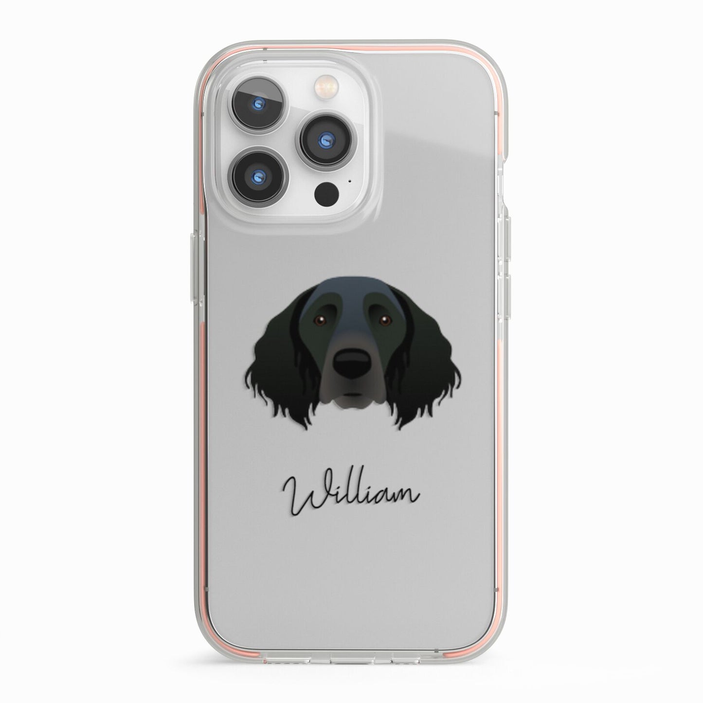 Large Munsterlander Personalised iPhone 13 Pro TPU Impact Case with Pink Edges