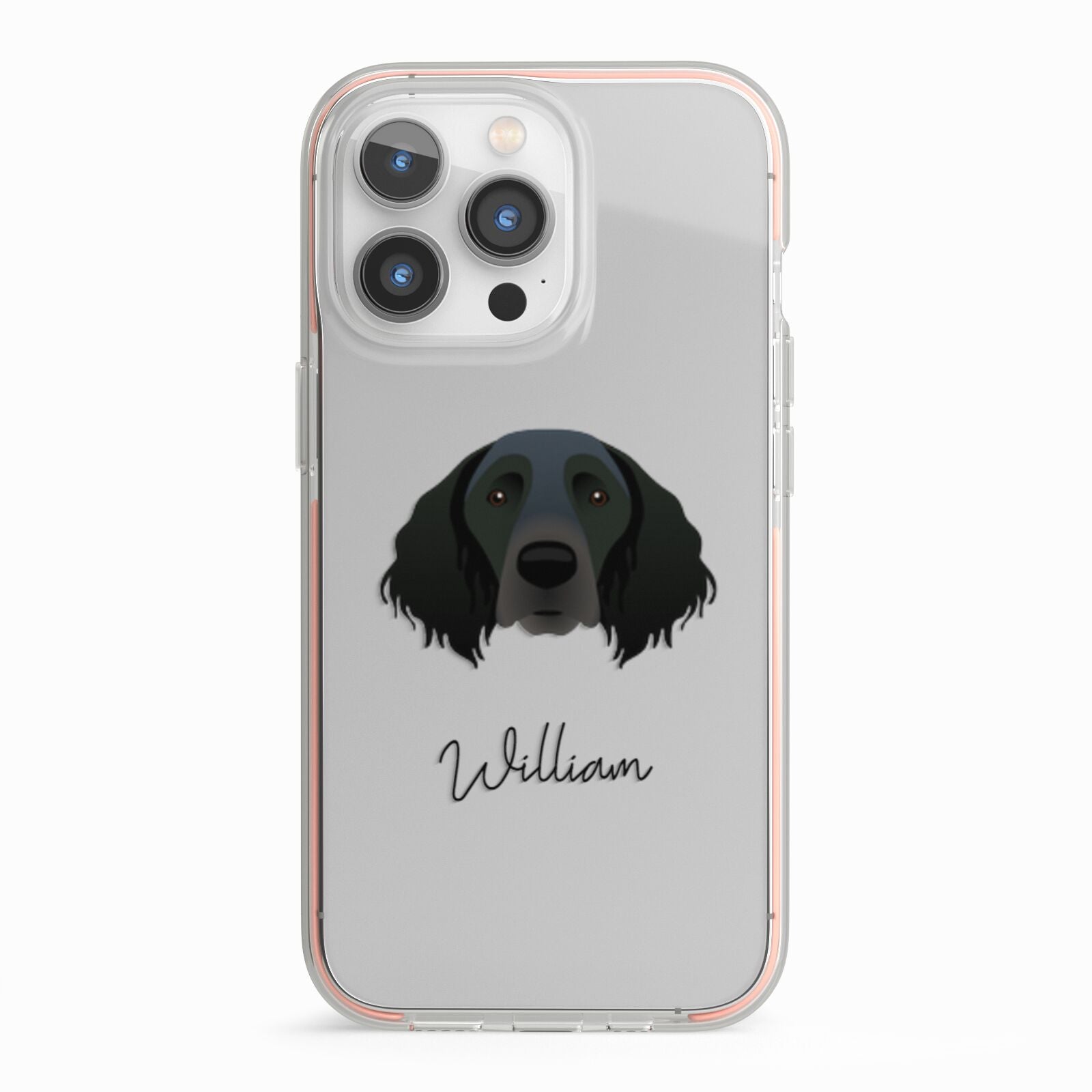 Large Munsterlander Personalised iPhone 13 Pro TPU Impact Case with Pink Edges