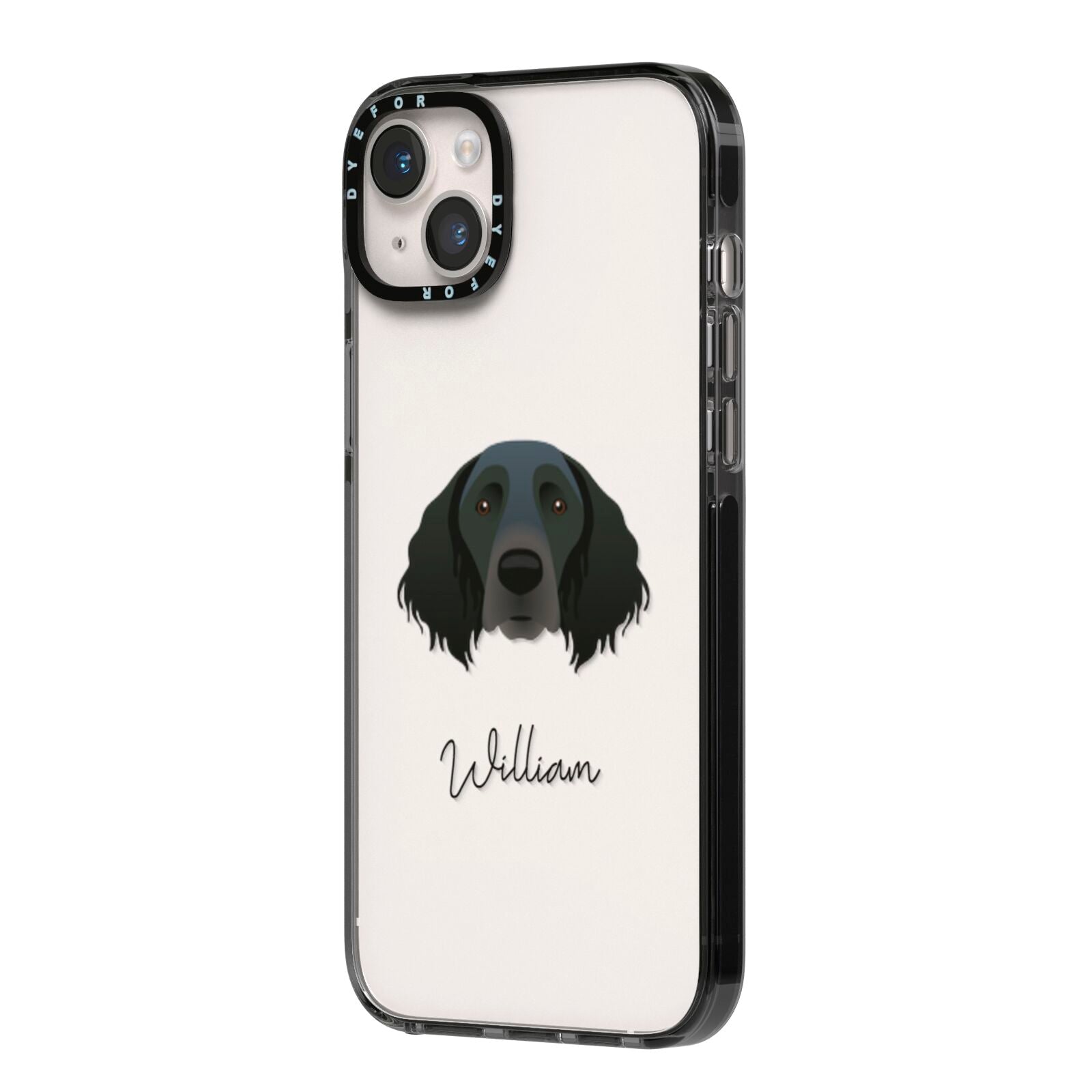 Large Munsterlander Personalised iPhone 14 Plus Black Impact Case Side Angle on Silver phone