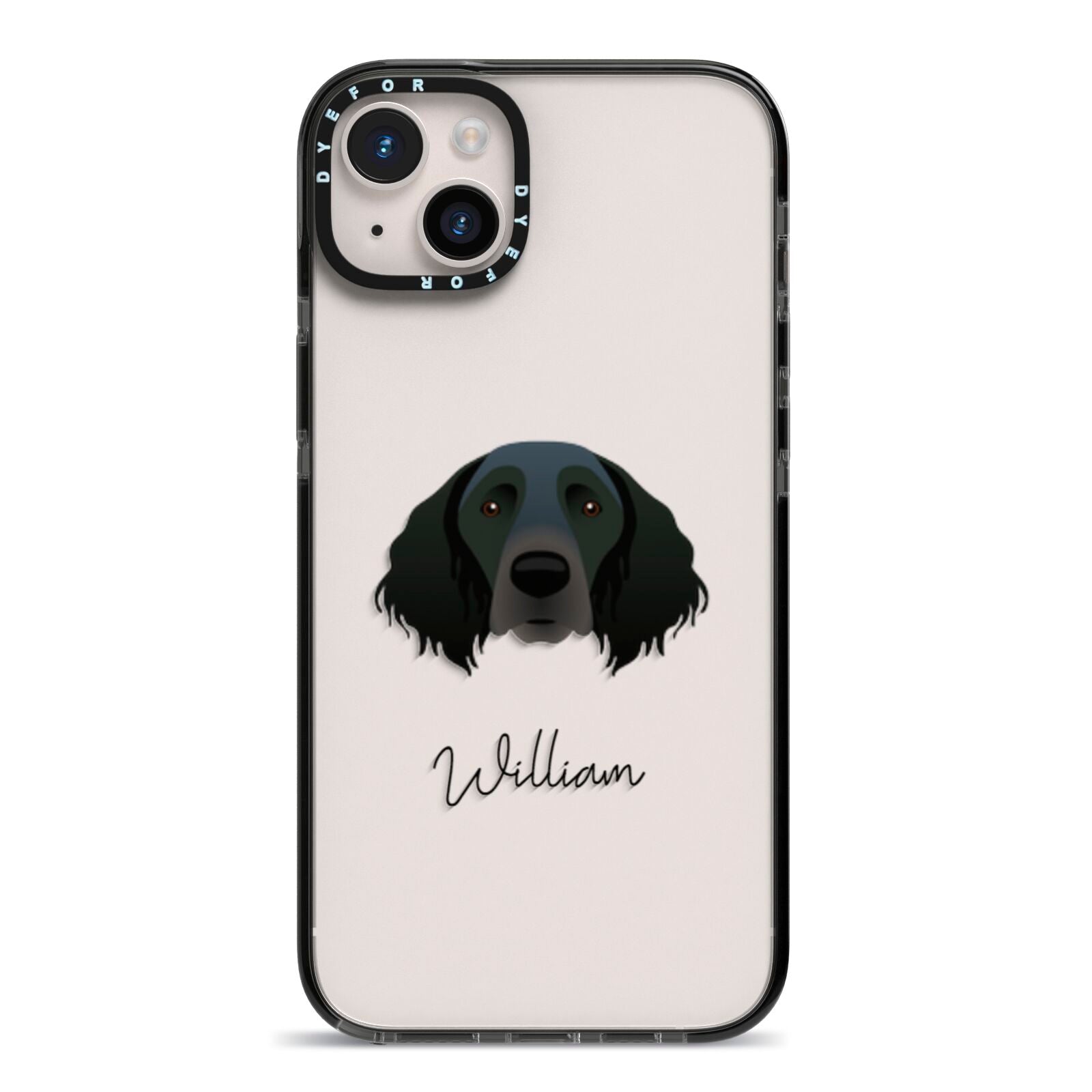 Large Munsterlander Personalised iPhone 14 Plus Black Impact Case on Silver phone