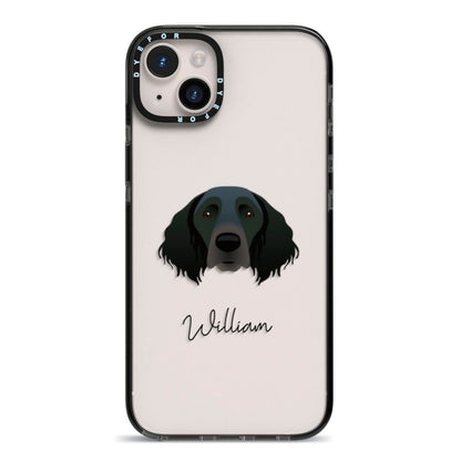 Large Munsterlander Personalised iPhone 14 Plus Black Impact Case on Silver phone