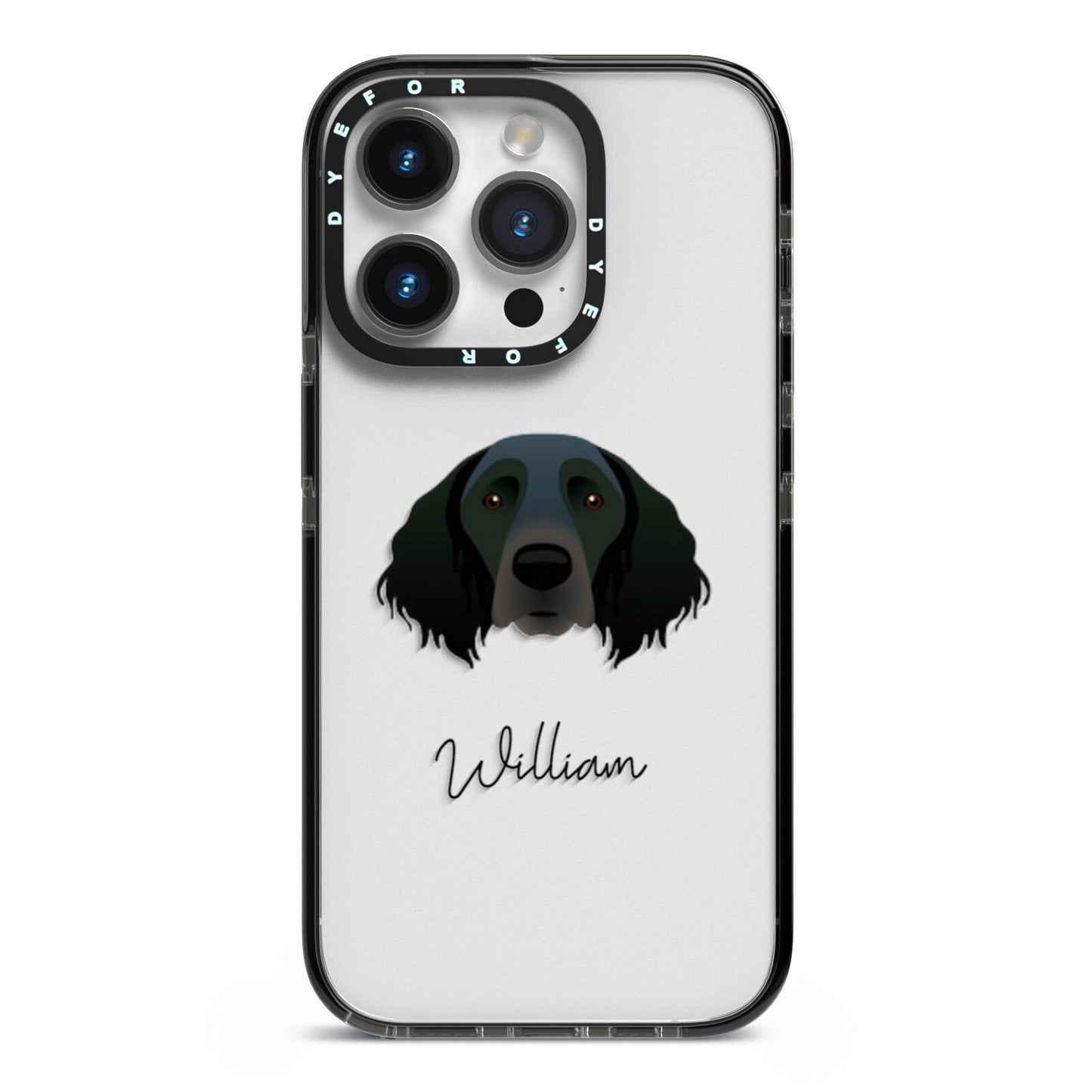 Large Munsterlander Personalised iPhone 14 Pro Black Impact Case on Silver phone