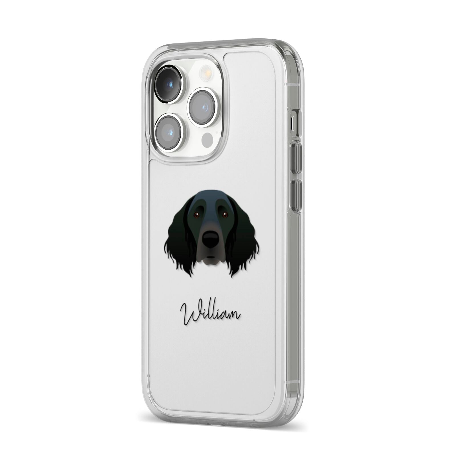 Large Munsterlander Personalised iPhone 14 Pro Clear Tough Case Silver Angled Image