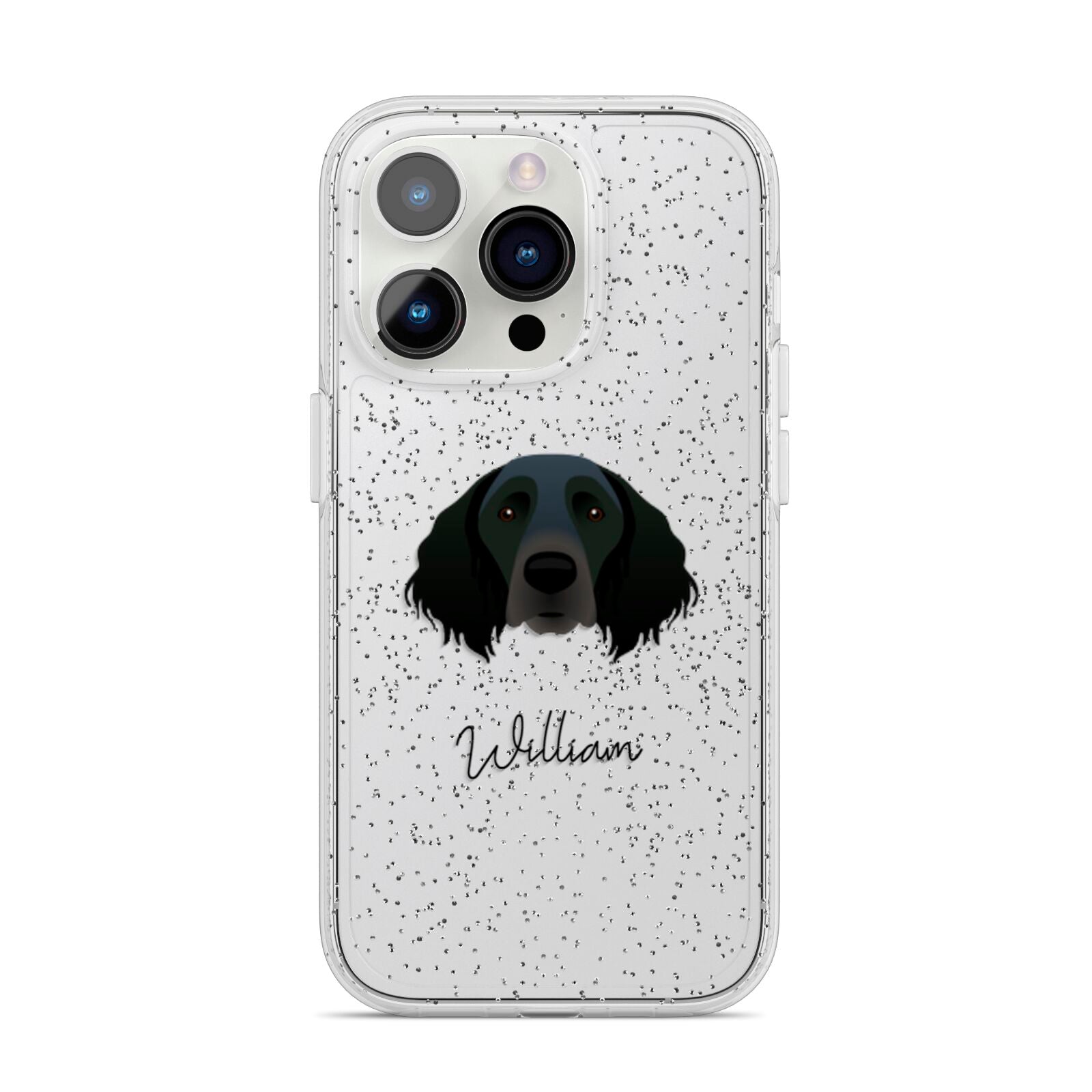 Large Munsterlander Personalised iPhone 14 Pro Glitter Tough Case Silver