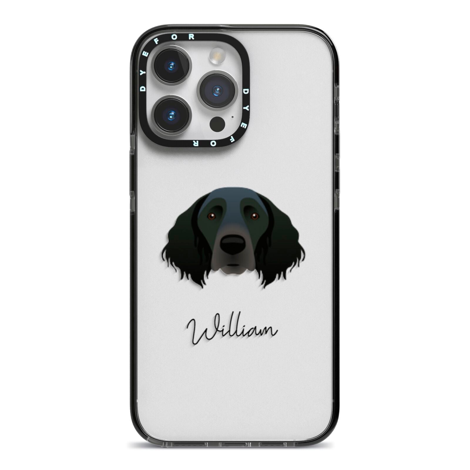 Large Munsterlander Personalised iPhone 14 Pro Max Black Impact Case on Silver phone