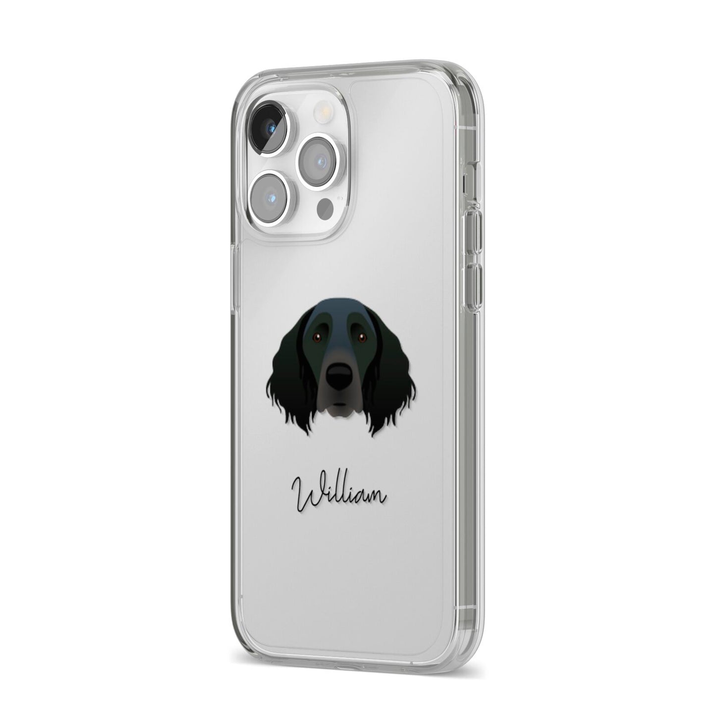 Large Munsterlander Personalised iPhone 14 Pro Max Clear Tough Case Silver Angled Image