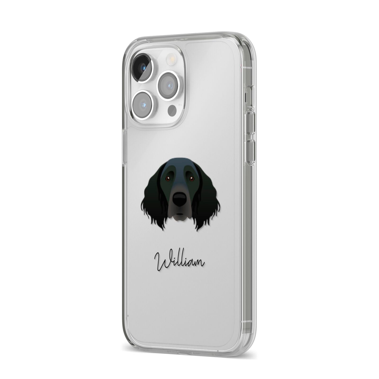Large Munsterlander Personalised iPhone 14 Pro Max Clear Tough Case Silver Angled Image