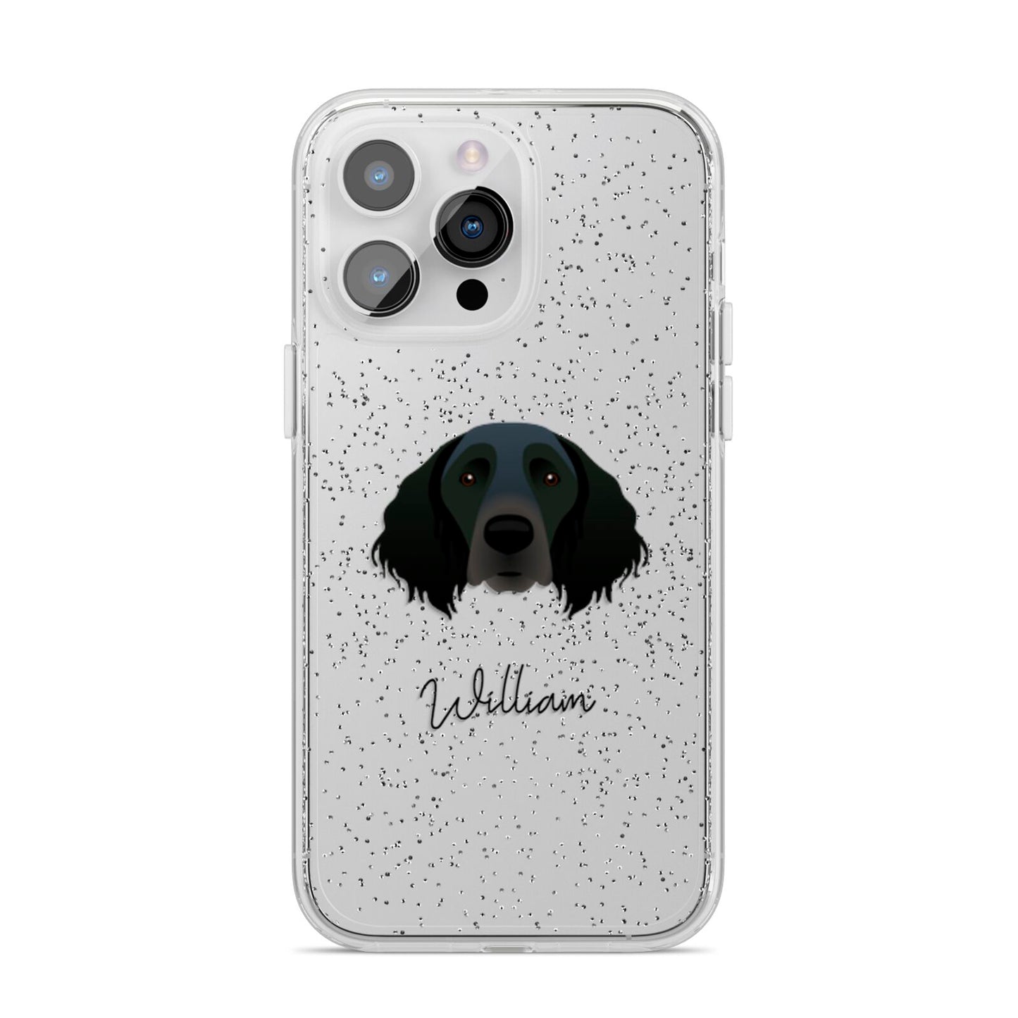 Large Munsterlander Personalised iPhone 14 Pro Max Glitter Tough Case Silver