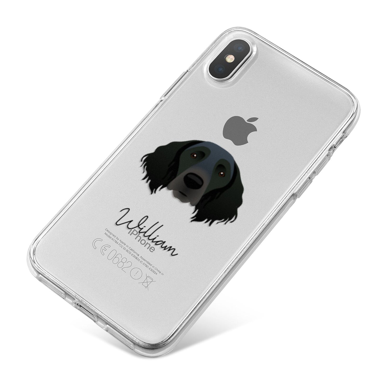 Large Munsterlander Personalised iPhone X Bumper Case on Silver iPhone