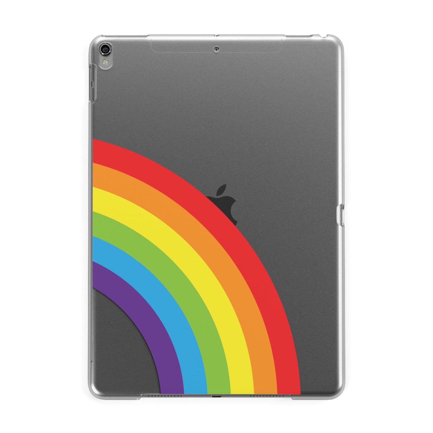 Large Rainbow Apple iPad Grey Case