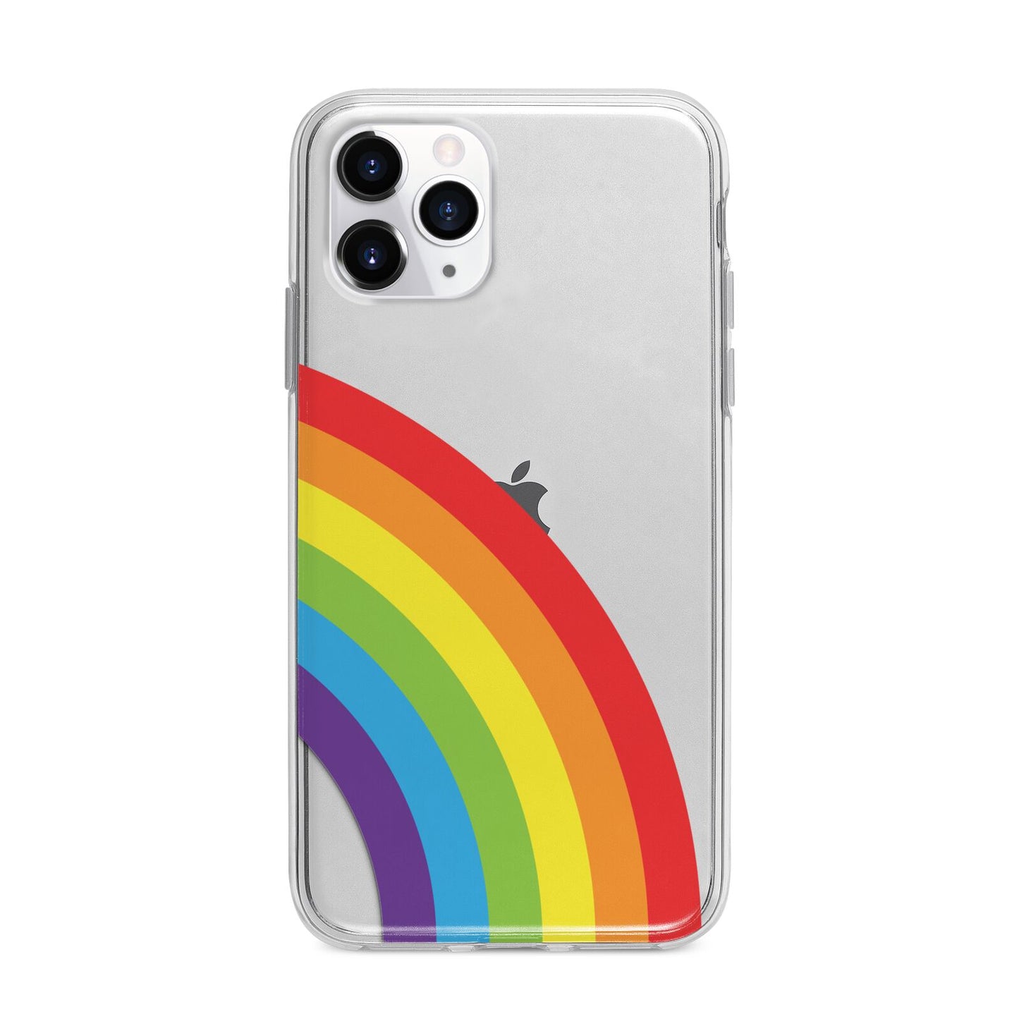 Large Rainbow Apple iPhone 11 Pro in Silver with Bumper Case