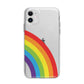 Large Rainbow Apple iPhone 11 in White with Bumper Case