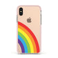 Large Rainbow Apple iPhone Xs Impact Case Pink Edge on Gold Phone