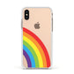 Large Rainbow Apple iPhone Xs Impact Case White Edge on Gold Phone