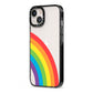 Large Rainbow iPhone 13 Black Impact Case Side Angle on Silver phone