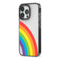 Large Rainbow iPhone 13 Pro Black Impact Case Side Angle on Silver phone