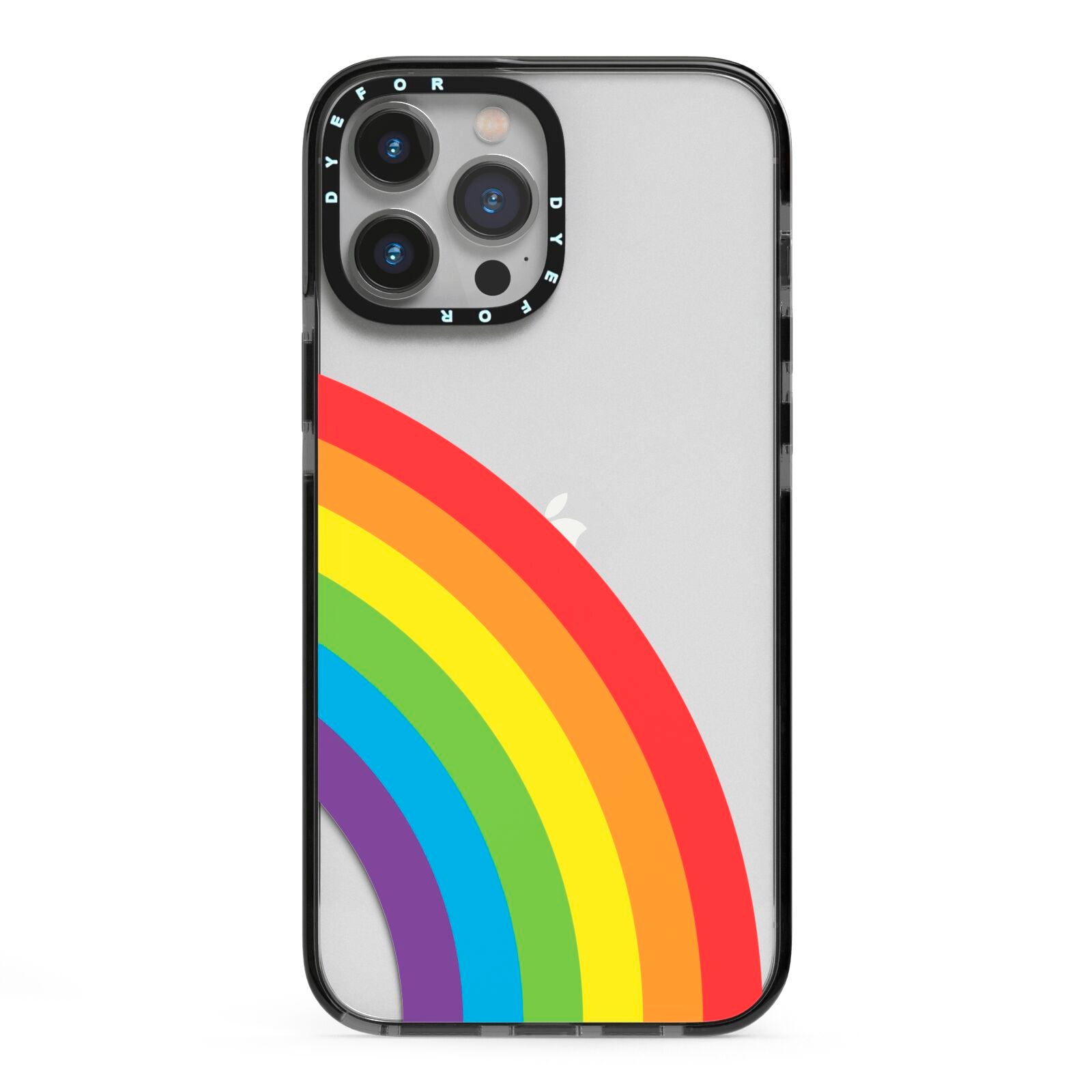 Large Rainbow iPhone 13 Pro Max Black Impact Case on Silver phone