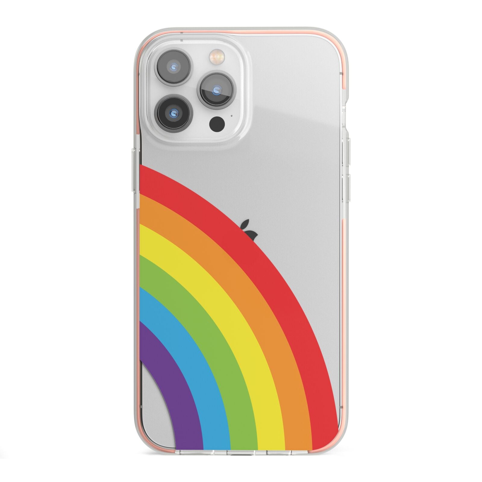 Large Rainbow iPhone 13 Pro Max TPU Impact Case with Pink Edges