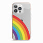 Large Rainbow iPhone 13 Pro TPU Impact Case with Pink Edges