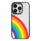 Large Rainbow iPhone 14 Pro Black Impact Case on Silver phone